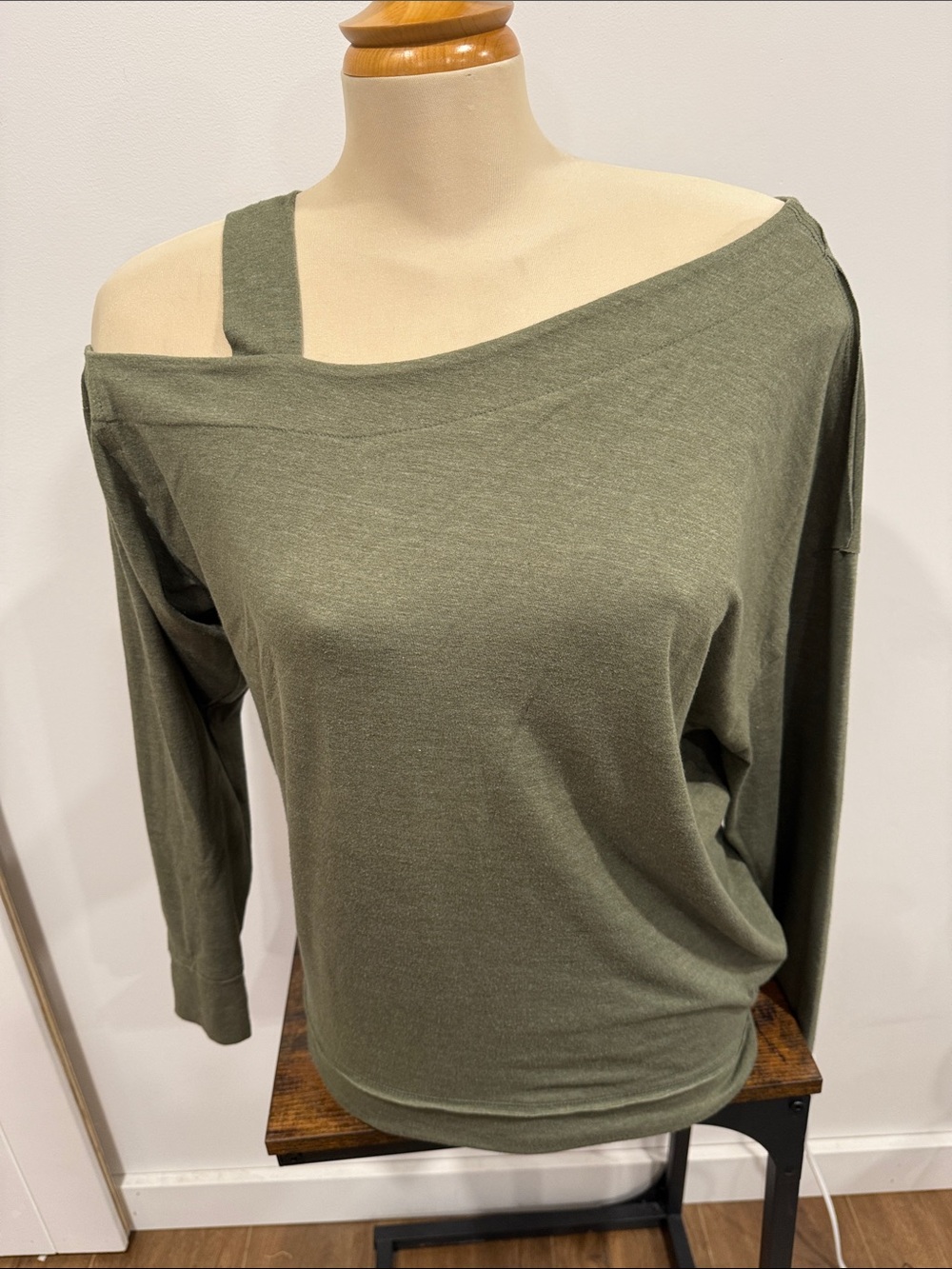 We The Free Olive Green One-Shoulder Strap long sleeve shirt